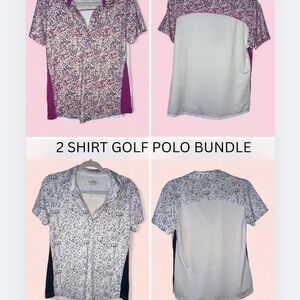 TWO Pink and White Golf Polo Shirt Bundle